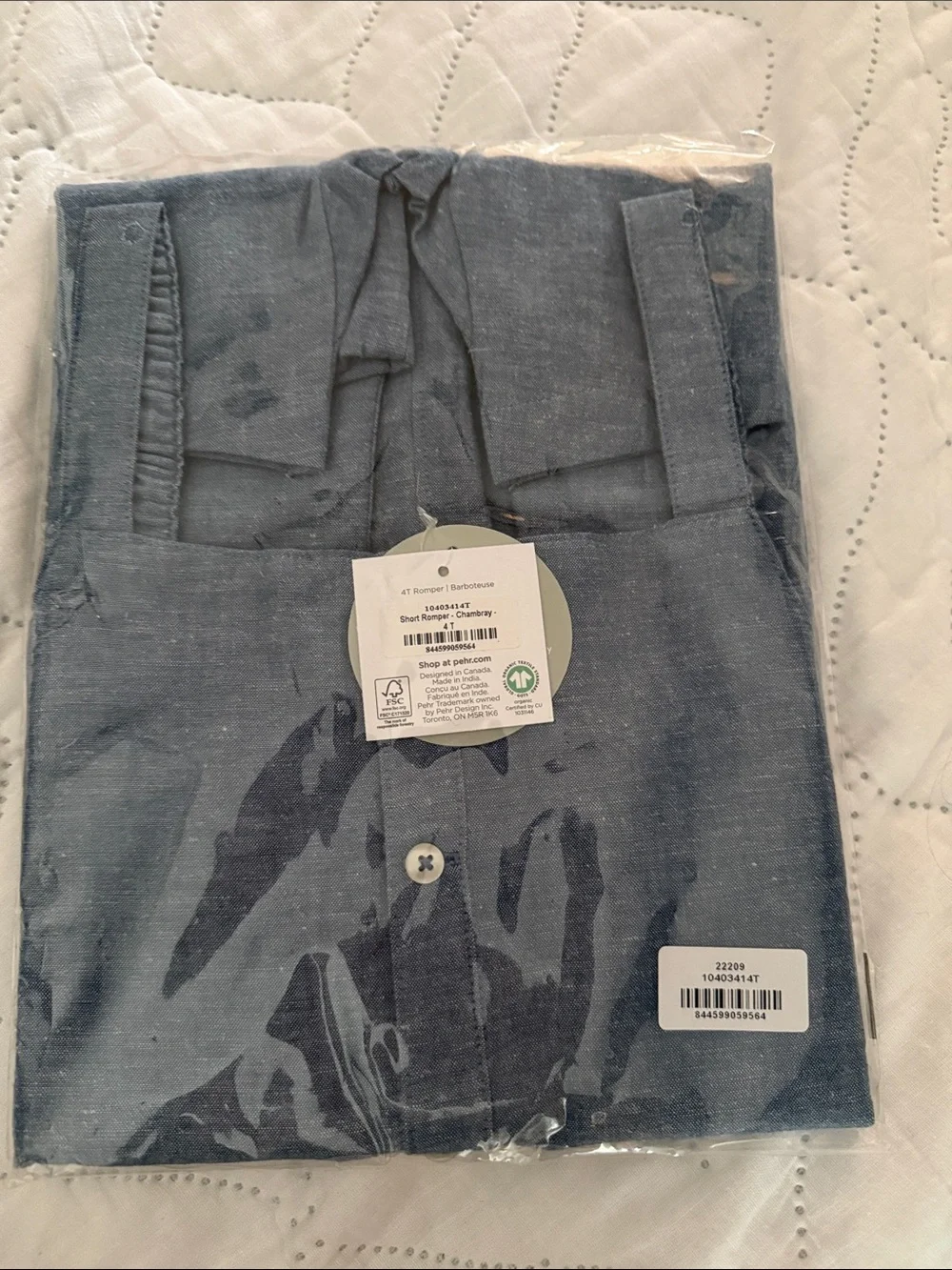4 toddler chambray “Denim” short romper overalls